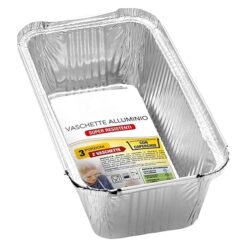 Sicignano | Set 2 Vaschette Alluminio 3 Porzioni con Coperchio – Monouso, Bordo a L, Super Resistenti, Adatte a Forno e Frigorifero, Made in Italy