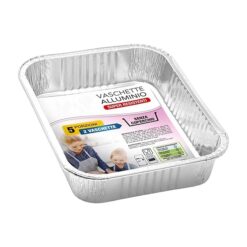 Sicignano | Set 2 Vaschette Alluminio 5 Porzioni senza Coperchio – Monouso, Bordo a G, Super Resistenti, Adatte a Forno e Frigorifero, Made in Italy