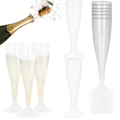 Sicignano | Set 36 Calici Flute in Plastica Trasparente con Piedini Trasparenti 10cl ? Bicchieri Lavabili Ideali per Feste Brindisi Celebrazioni ? Perfetti per Champagne Prosecco Cocktail