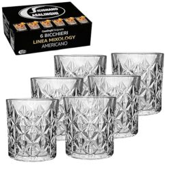 Sicignano Set 6 Bicchieri Americano in Vetro 33 cl – Ø 8 cm x h 9 cm | Bicchieri resistenti e versatili per acqua, cocktail, soft drink e long drink | Lavabili in lavastoviglie