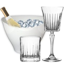 Sicignano | Set 6 Calici CL.30 con 6 Bicchieri CL.36 Timeless per Vino Acqua Whisky Liquori Cocktail, Cristallo Ecologico, Trasparenti, Resistenti – Omaggio Secchiello Champagne Bianco 2 Bottiglie
