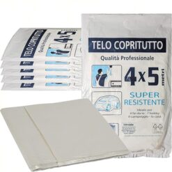 Sicignano | Set Telo Copritutto 4x5 metri Multiuso per Imbiancare Protettivo Conservazione Ristrutturazione, Trasparente, Resistente - Ideale per Fai da te Hobby Campeggio Casa (6 Pezzi)