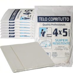 Sicignano | Set Telo Copritutto 4x5 metri Multiuso per Imbiancare Protettivo Conservazione Ristrutturazione, Trasparente, Resistente - Ideale per Fai da te Hobby Campeggio Casa (8 Pezzi)