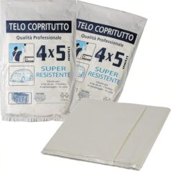 Sicignano | Set Telo Copritutto 4x5 metri Multiuso per Imbiancare Protettivo Conservazione Ristrutturazione, Trasparente, Resistente - Ideale per Fai da te Hobby Campeggio Casa (2 Pezzi)