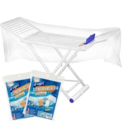 Sicignano | Stendibiancheria Nanni 20 Metri con Portamollette e Ruote ? Struttura Pieghevole Salvaspazio, Solida e Resistente, Dimensioni 115x175x55 cm (Stendino + 2 Copristendino)