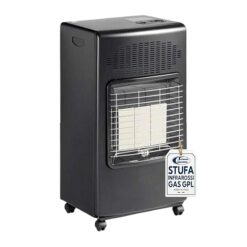 Sicignano | Stufa a Infrarossi GPL Camilla Nera 3 Mattoni | Potenza Regolabile 1,5-4,2 kW, Accensione Piezo, Completa di Tubo, Fascette e Regolatore, Riscaldamento Interni