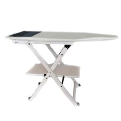 Tavolo da Stiro in Legno Bianco Anilina – Faggio e Pioppo, Fodera Inclusa, Base Termoresistente, Ruote Antigraffio, Made in Italy, 123×48×89 cm (Copia)