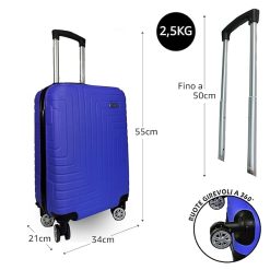Valigia da Viaggio Blu ABS Ruote Girevoli 34x21x55h cm - immagine 7