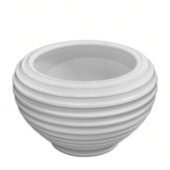 Sicignano | Vaso Caspò Rigato Terracotta Bianca, Diametro 35 cm, Foro di Drenaggio, Design Elegante Moderno Made in Italy, Interni Esterni Giardino Terrazzo Balcone, Decorativo