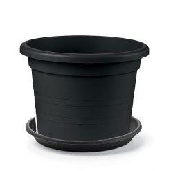 Sicignano | Vaso Cilindro con Sottovaso in Polipropilene, Resistente agli Urti e UV, Made in Italy - Vaso Grandi Dimensioni per Ingressi Giardini Spazi Pubblici (Antracite, 80 cm)