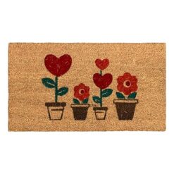 Sicignano | Zerbino in Fibra di Cocco Rettangolare Gulliver 40x70 cm con Fondo Antiscivolo, Tappeto Ingresso Esterno Interno, Pulizia Casa Ufficio (2, Floreale)