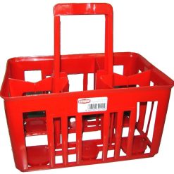 Stefanplast Cesta Cestello Portabottiglie 6Scomparti per Bottiglie da Lt.1 con Manico, Rosso, 1 Litro