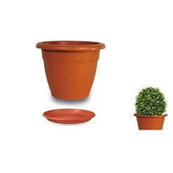 Vaso Vulcano D.25X20h + SOTTOVASO MEDITERRANEO 18CM