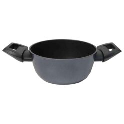 Zanetti Evolution Casseruola per Induzione Diametro 16 cm, Fondo Antiaderente, Alto Spessore, Casseruola con Coperchio, Impugnatura Comoda Due Maniglie, Nero